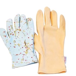 Gloves 2 pair - Medium Cotton 1 Burt Bees Sleep & 1 floral gardening NWOT